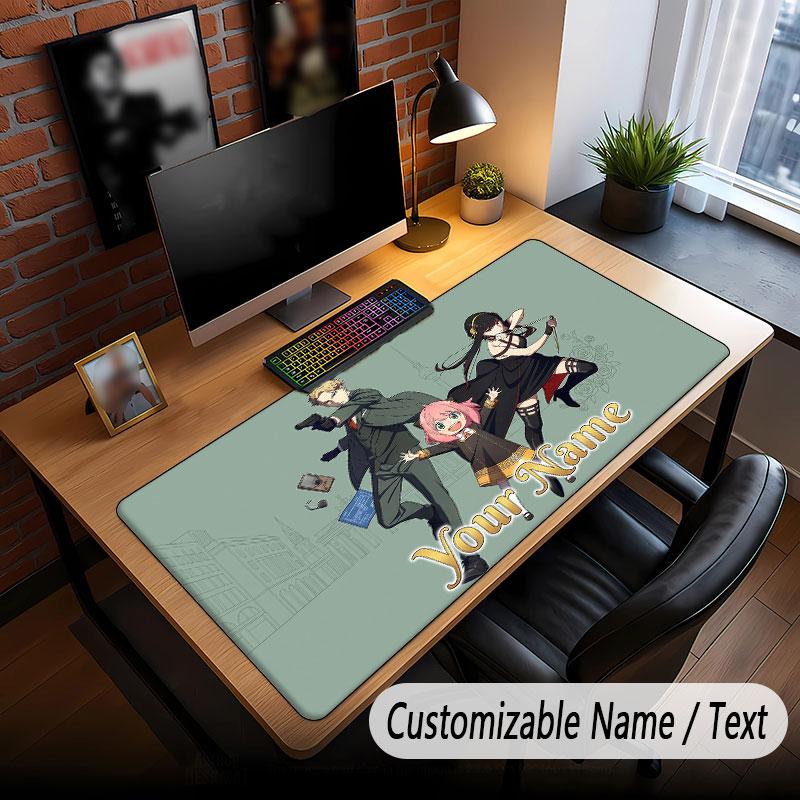 Custom Name Extended Mouse Pad,Spy × Family Gaming Desk Mat For Home Office Desktop Decor