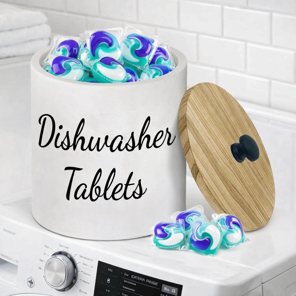 Wide Opening Dishwasher Pod Container Round Kitchen Storage Box Laundry Pods Container Apartment