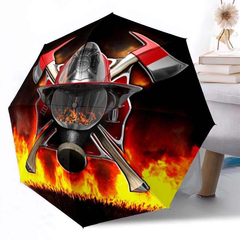 Firefighter Courage and Honor Outdoor Automatic Umbrella Retractable Design with 8-Rib Durability Lightweight Perfect Gift for Friends Family