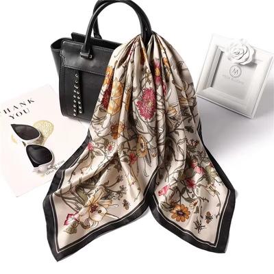 New Printed Silk Flower Fashion Small Square Scarf for Women's Spring and Summer Thin Design, Sun Protection Decoration Ins Silk