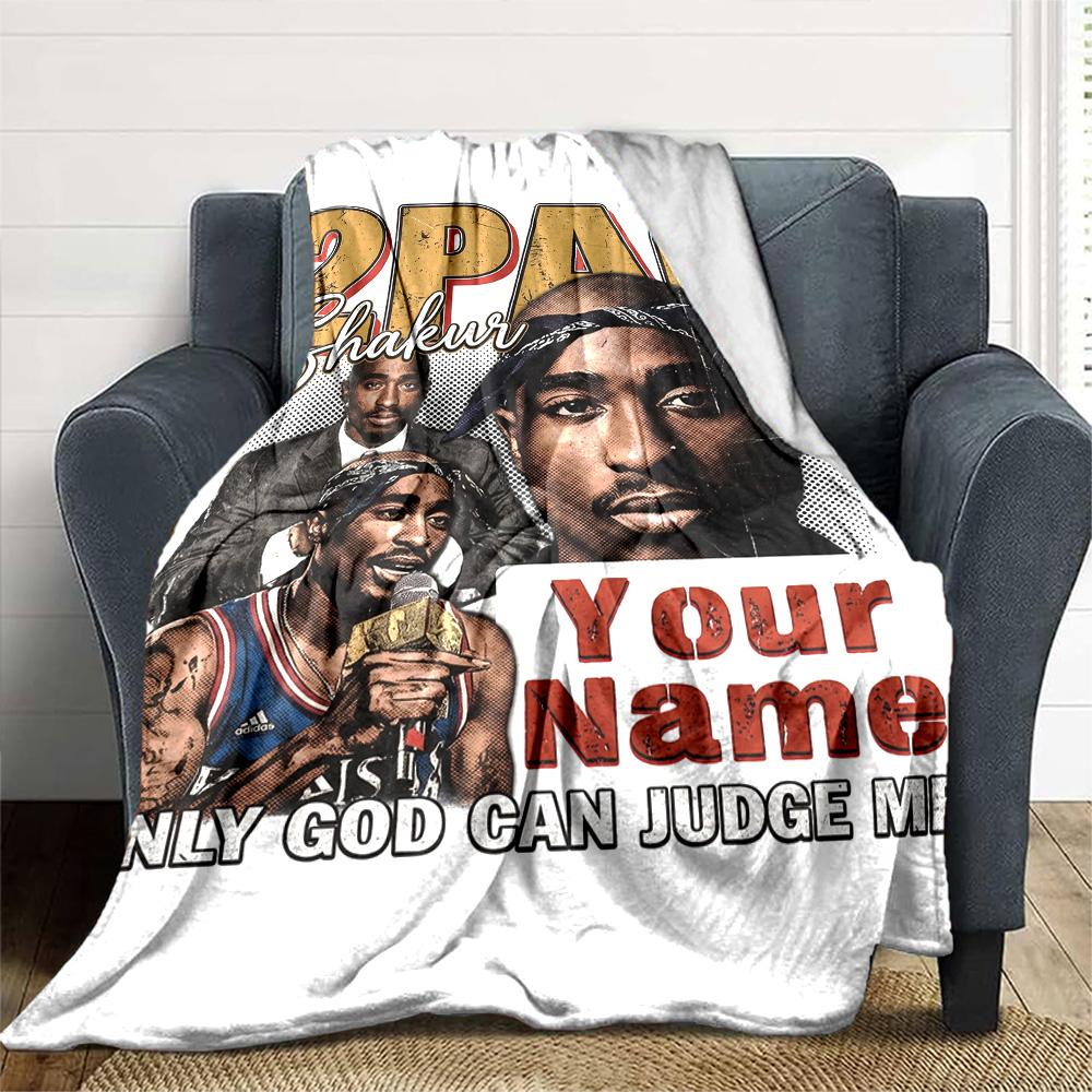 2pac Customize Text Blanket Gift Personalized Blanket Ultra-Soft Perfect for Seaside Sofa Bed Livingroom All-Season Use