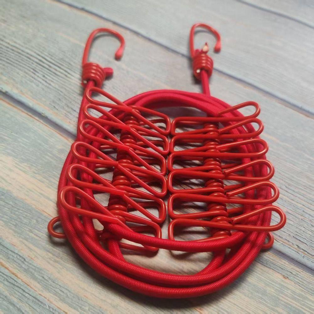 with 12 Clips Clothesline Colorful Drying Elastic Rope Multi-functional Travel Clothesline Outdoor