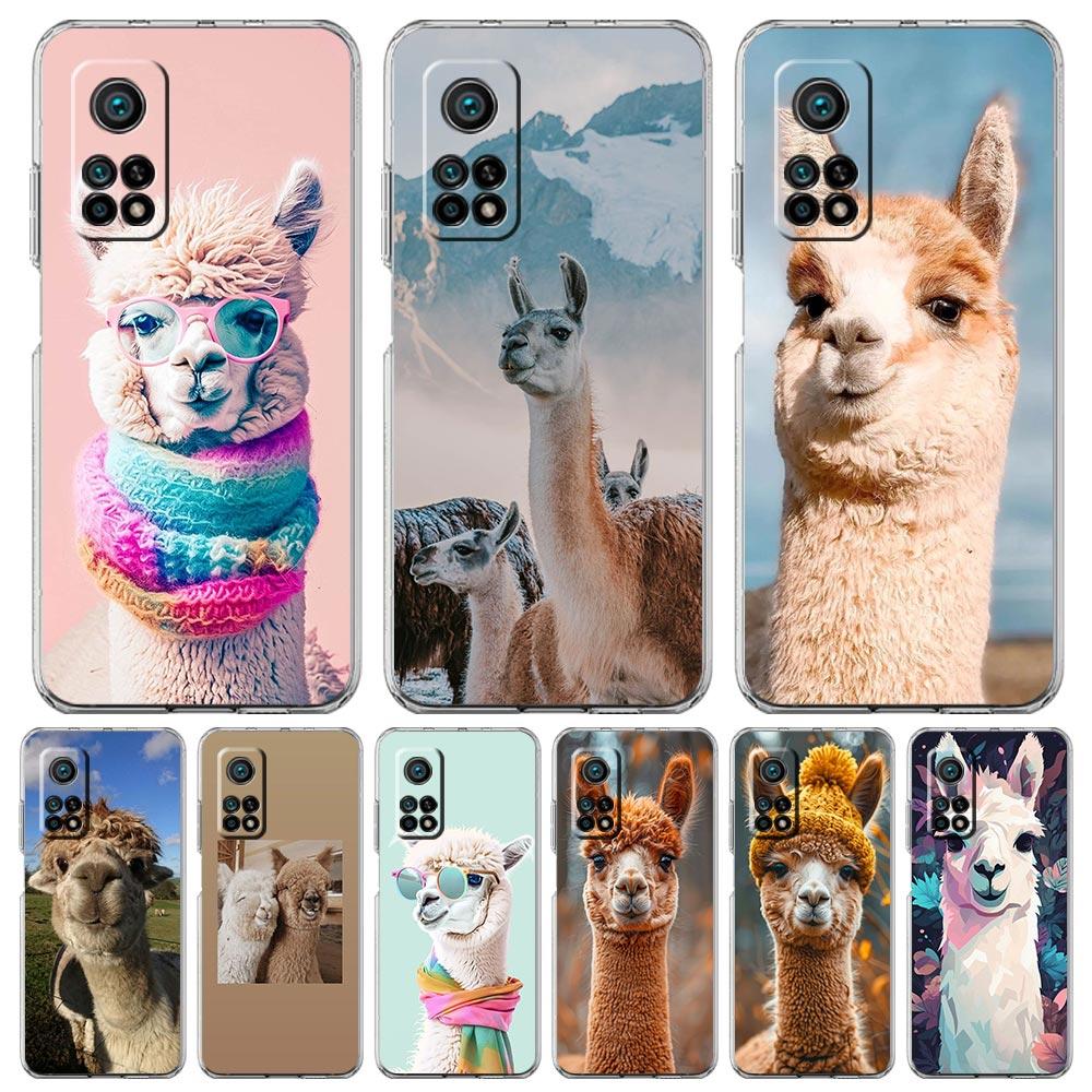 Чехол для телефона для Xiaomi Poco X6 X5 NFC X3 F6 F5 Pro F4 F3 M3 14 13T 12T 12 13 Lite 11 Mi 5G Прозрачный чехол Кавайная Альпака милый