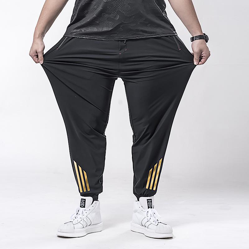 Мужские брюки размера Plu, шелковые брюки на весну и лето, ультратонкие эластичные брюки, повседневные повседневные брюки