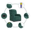 Massage Recliner with Rising Function Dark Green Fabric