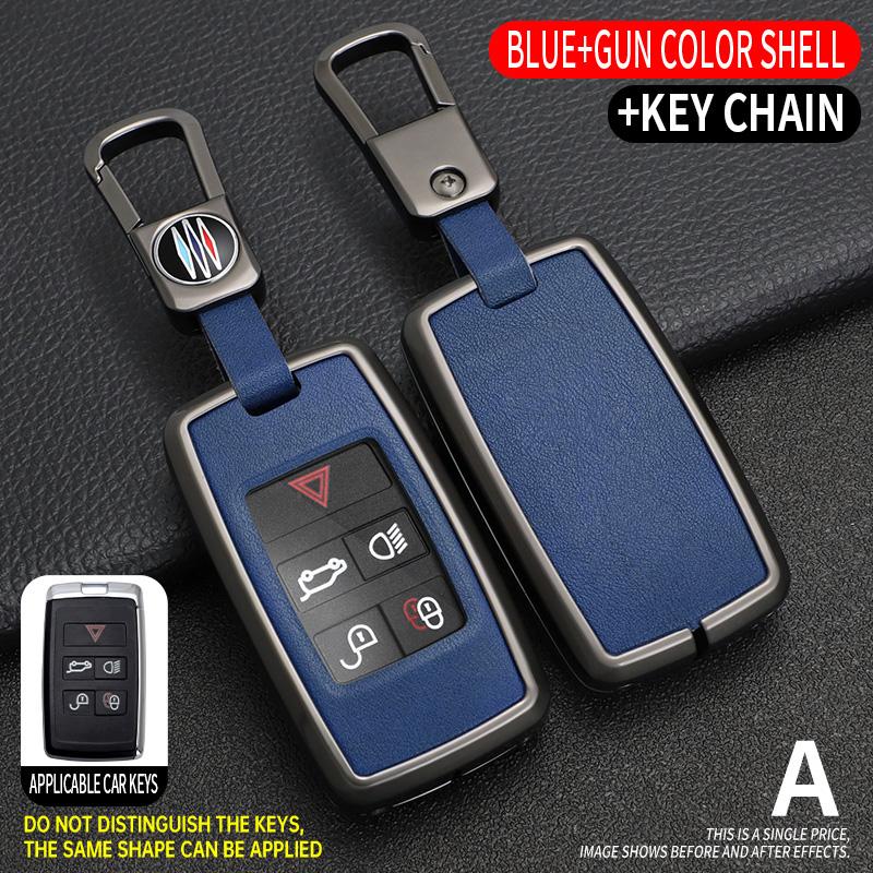 Leather Alloy Car Key Case Cover Protect Shell for Land Rover Range Rover Discovery 5 Sport for JAGUAR XE XF XJ F PACE Keychain