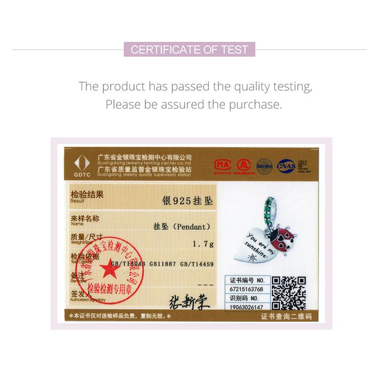 WOSTU Сияющий циркон, красная божья коровка и бирка в форме сердца, стерлинговое серебро 925 пробы, подвесные бусины, подходят к оригинальному браслету, подвеске, ювелирные украшения