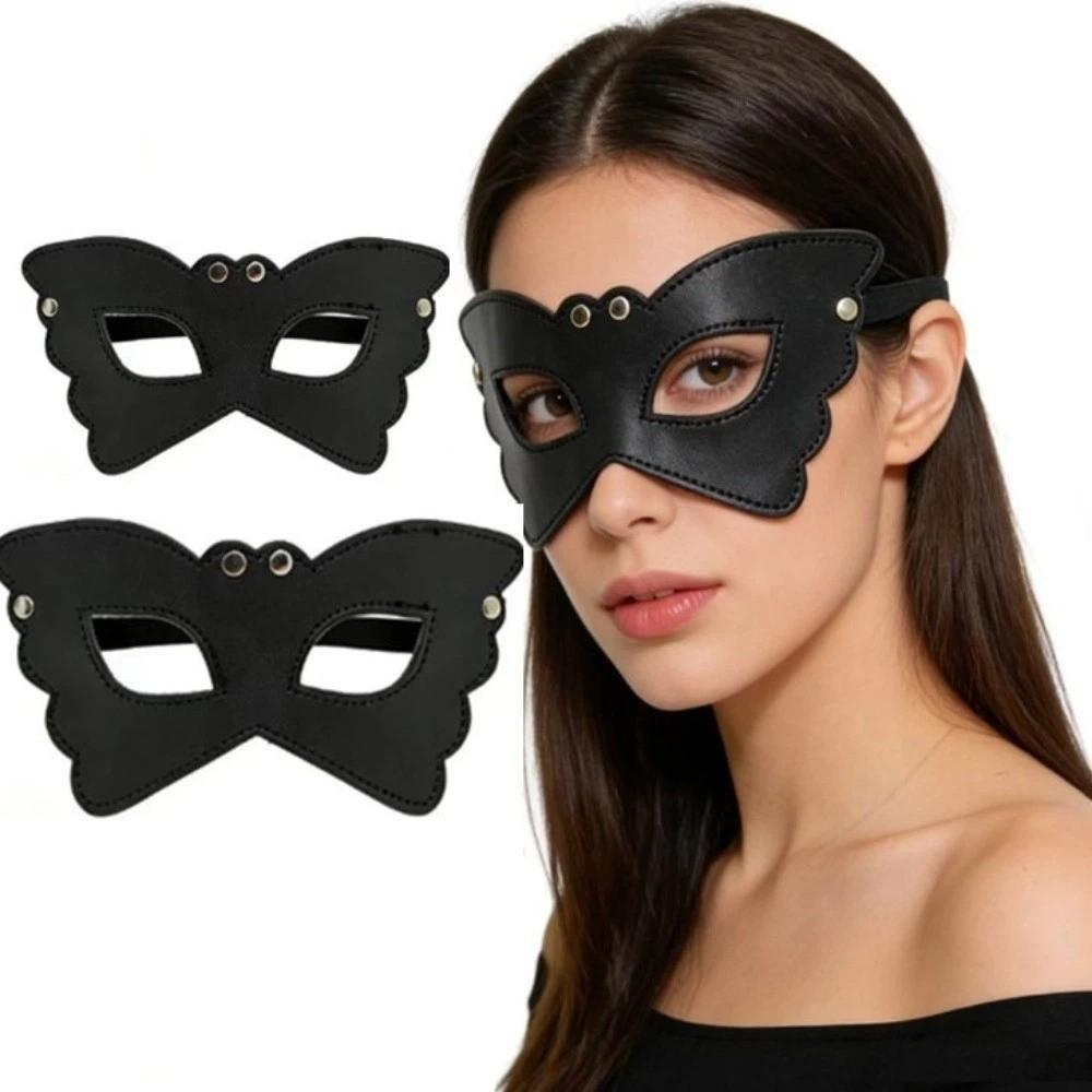 Handsome Half Face Mask Gothic Style Cat Eye Mask PU Leather Mask Cosplay Costume