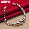 925 Sterling Silver Vary Size Full Smooth Bead Bracelet Jewelry