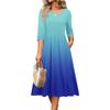 Женское платье с рукавом 3/4, повседневное, свободное, А-силуэта, миди, футболка, с карманами, с круглым вырезом, для отпуска, в стиле бохо, пляжный сарафан