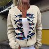 Женский свитер, пальто, круглый вырез, длинный рукав, анималистичный принт, вязаная верхняя одежда, свободный крой, открытый спереди, кардиган