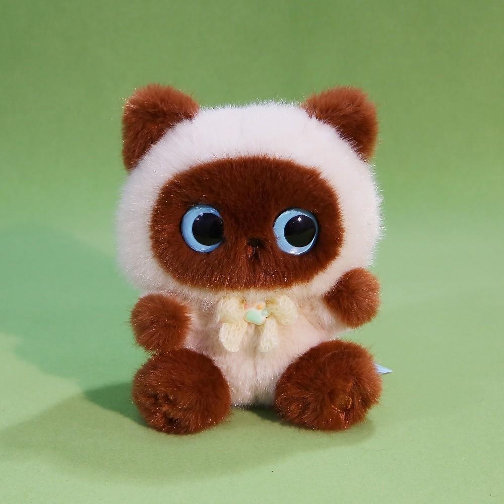 Stuffed Animals Black Cat Plush Toy Furry Cat Table Doll Siamese Cat Doll  Birthday Gifts