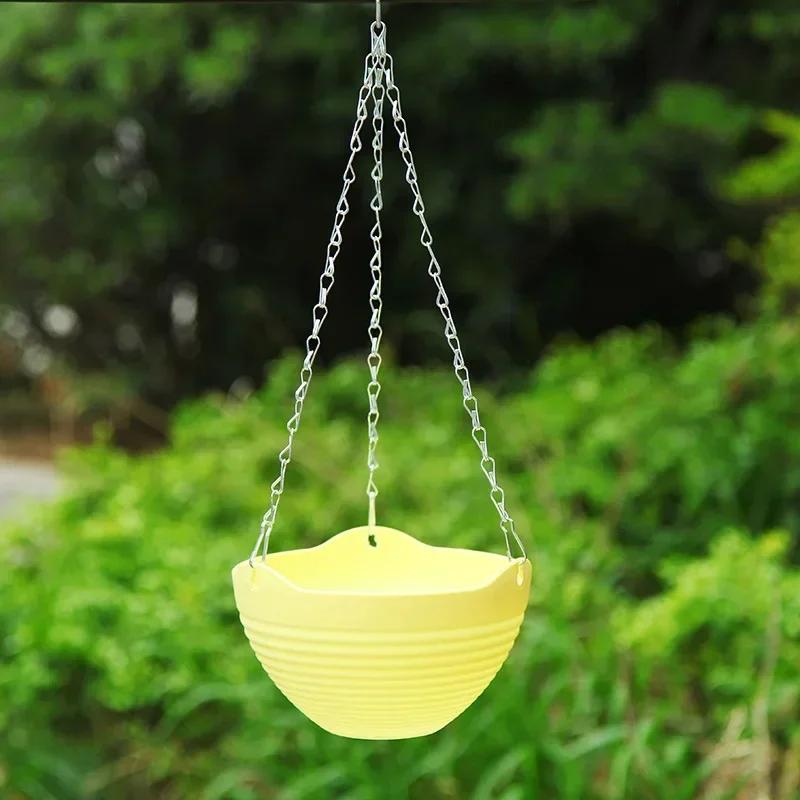 Пластиковый Утолщенный Смоляной Цветочный Горшок Подвесной Цветочный Растение Горшок Цепь Корзина Кашпо Держатель Аксессуары Садовые Принадлежности Подвесной Тип