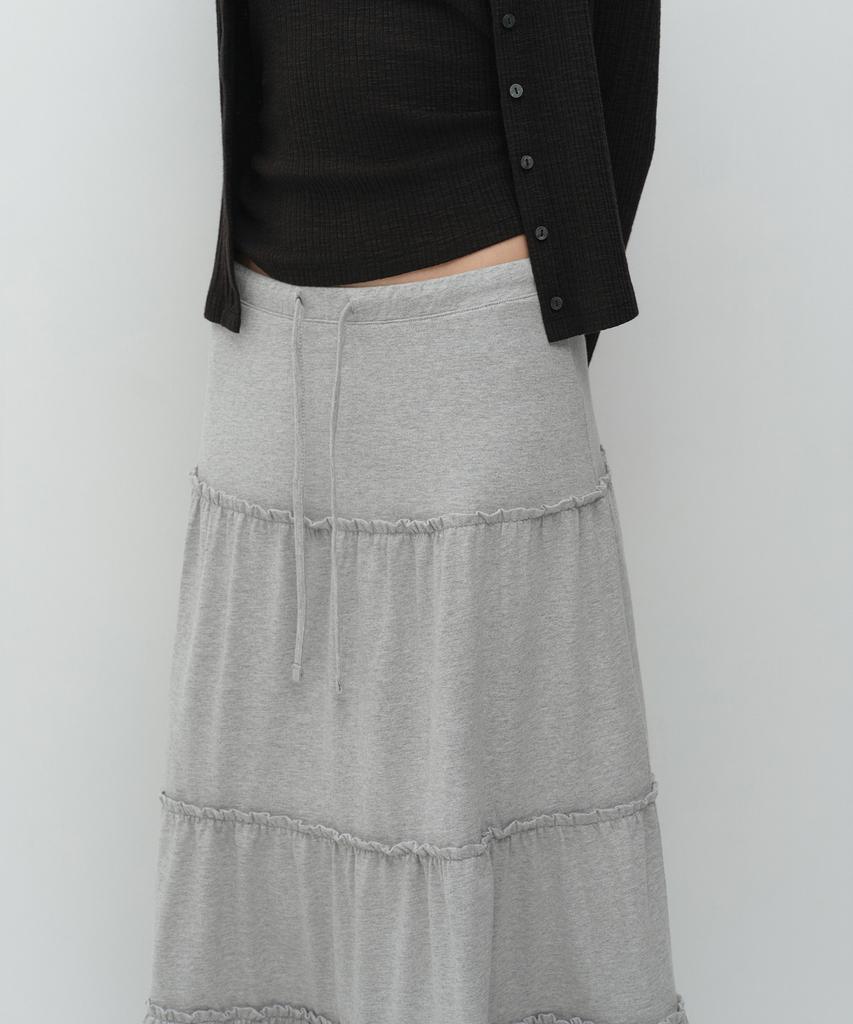 Musinsa Standard Woman Women'S Jersey Tiered Long Skirt [Medium Grey]