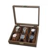 Retro Black Walnut 6-Piece Watch Storage Box with Silk Cotton Pillow