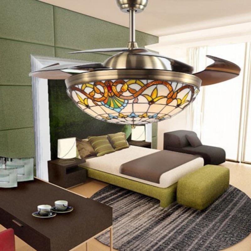 42-дюймовый выдвижной потолочный вентилятор с лампой и пультом дистанционного управления, двухсторонняя люстра