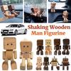 Magnetic Shaking Wooden Man Figurine Car Air Outlet & Dashboard Decor Ornament HandCrafted Leg-swinging Statue Car Lovers Gifts
