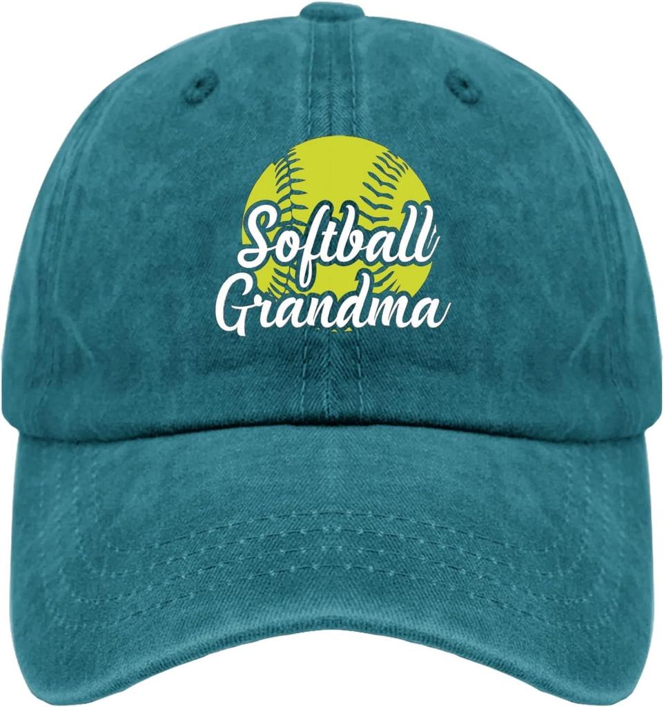 Softball Grandma Baseball Cap Washed Denim Adjustable Casual Hat for Adult Women