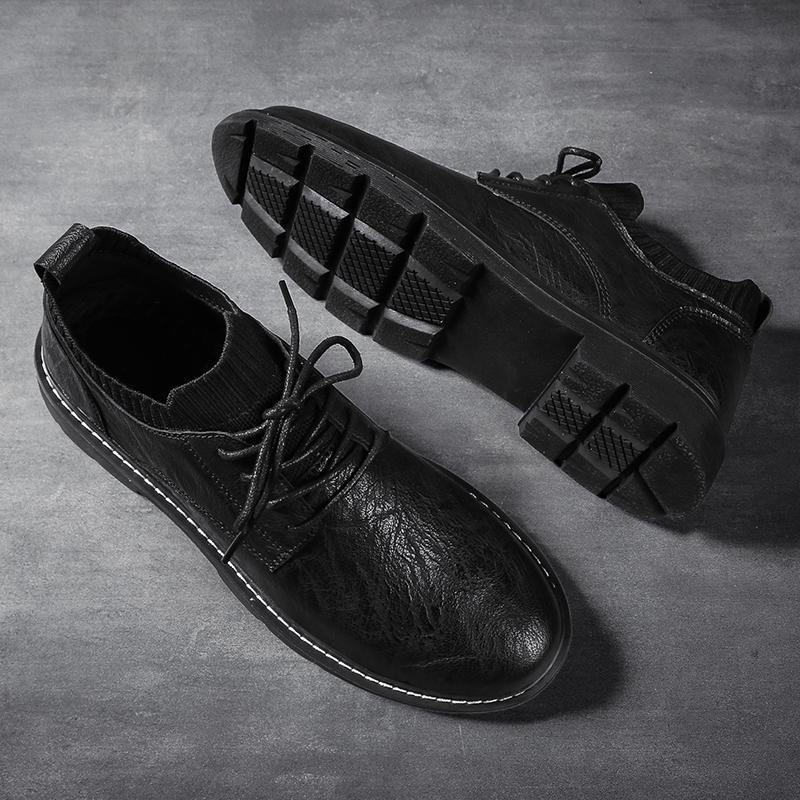 Повседневная кожаная обувь в британском стиле, деловая, черная, с мягкой подошвой, летняя, дышащая