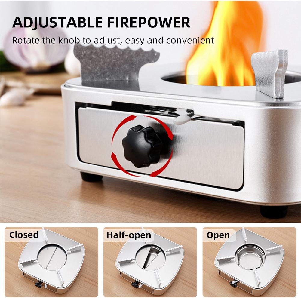 Mini Alcohol Stove Burner Stainless Steel Adjustable Firepower Windproof Drawer Style