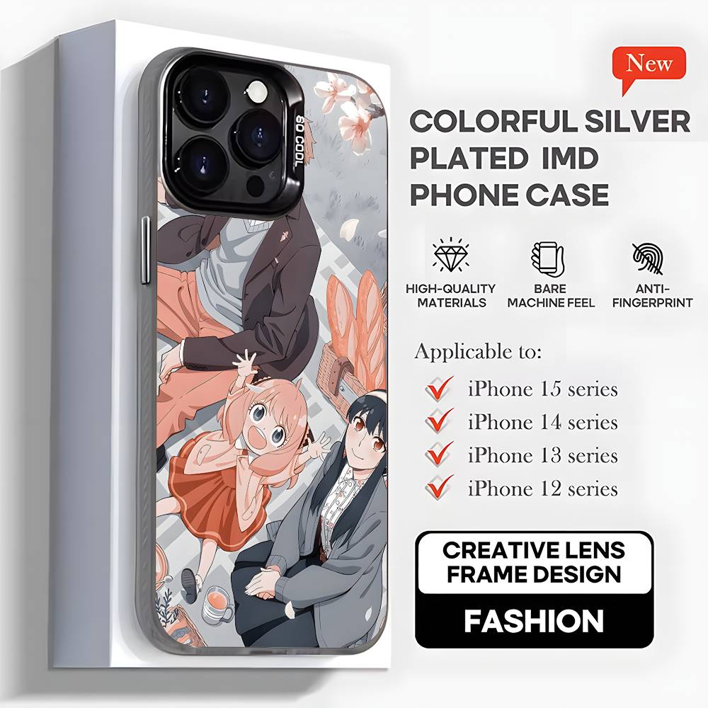 Cute A-Anya Cartoon Phone Case For iPhone 16,15,14,13,12,11,Mini,Pro,MAX,plus,Black Matte Shockproof Cover