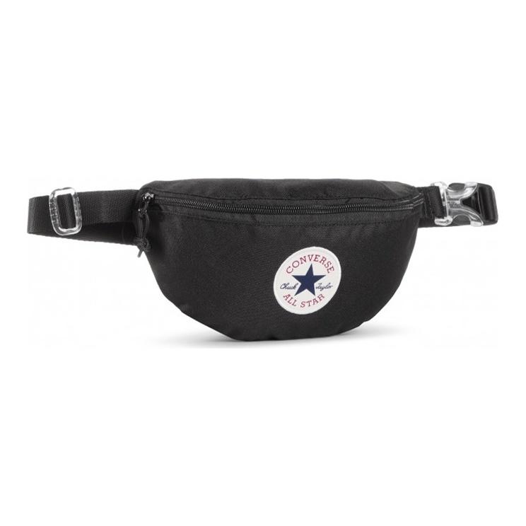 Converse Sling Pack Zipper Closure Fabric Chest Bag Waist Bag Regular Unisex Couple Style Black Unisex bags 10019907-A05