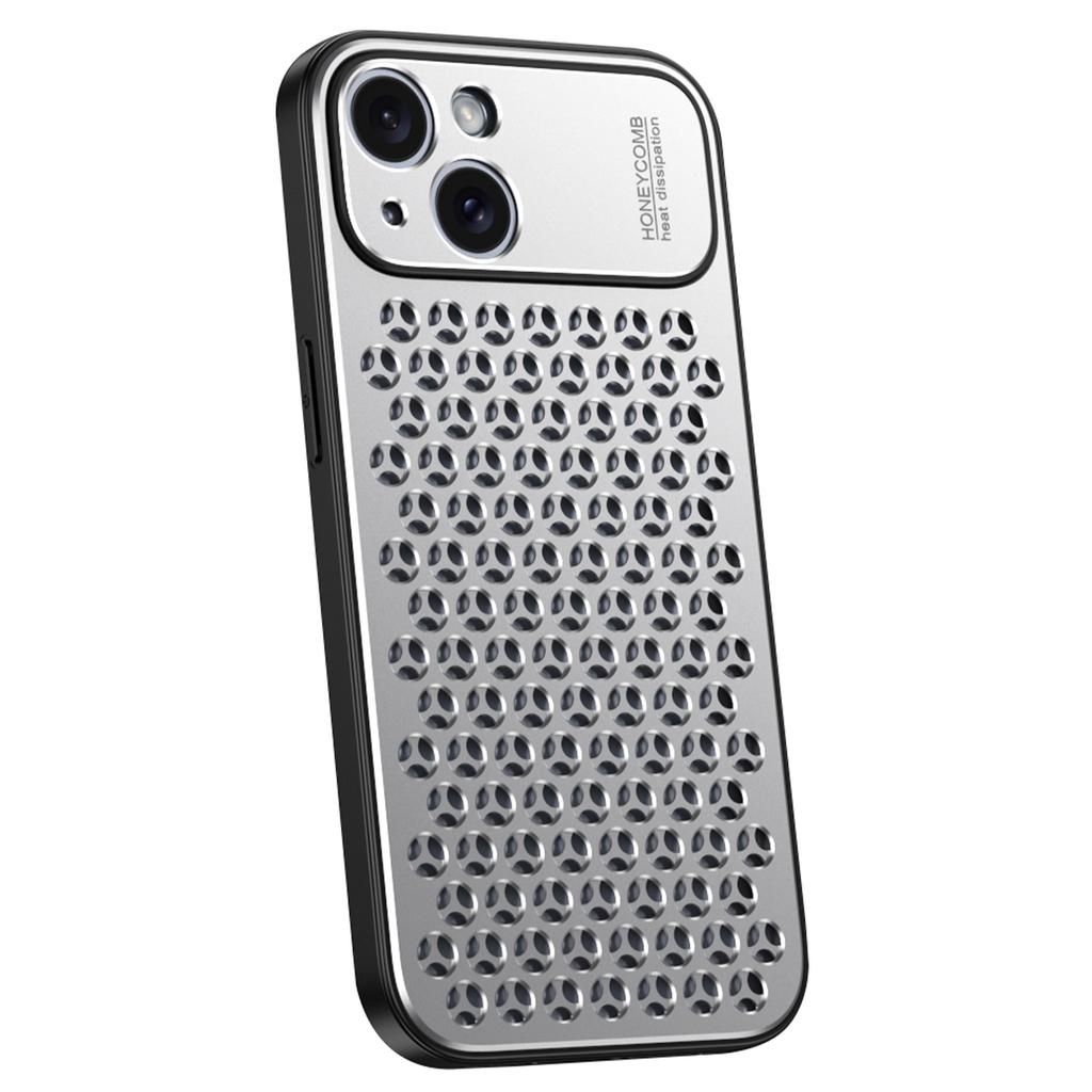 Cell Phone Case for iPhone 14 Honeycomb Texture Aluminum Alloy+TPU Phone Cover