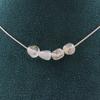 Stones and Minerals. Necklace 4 Pearls Brazilian Topaz Stainless Steel Chain Necklace for Women, Men. Customizable Size.