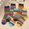 5 Pairs Winter Socks Thicken Sheep's Wool Socks Warm Retro Style Colorful Fashion Socks for Snow Boots
