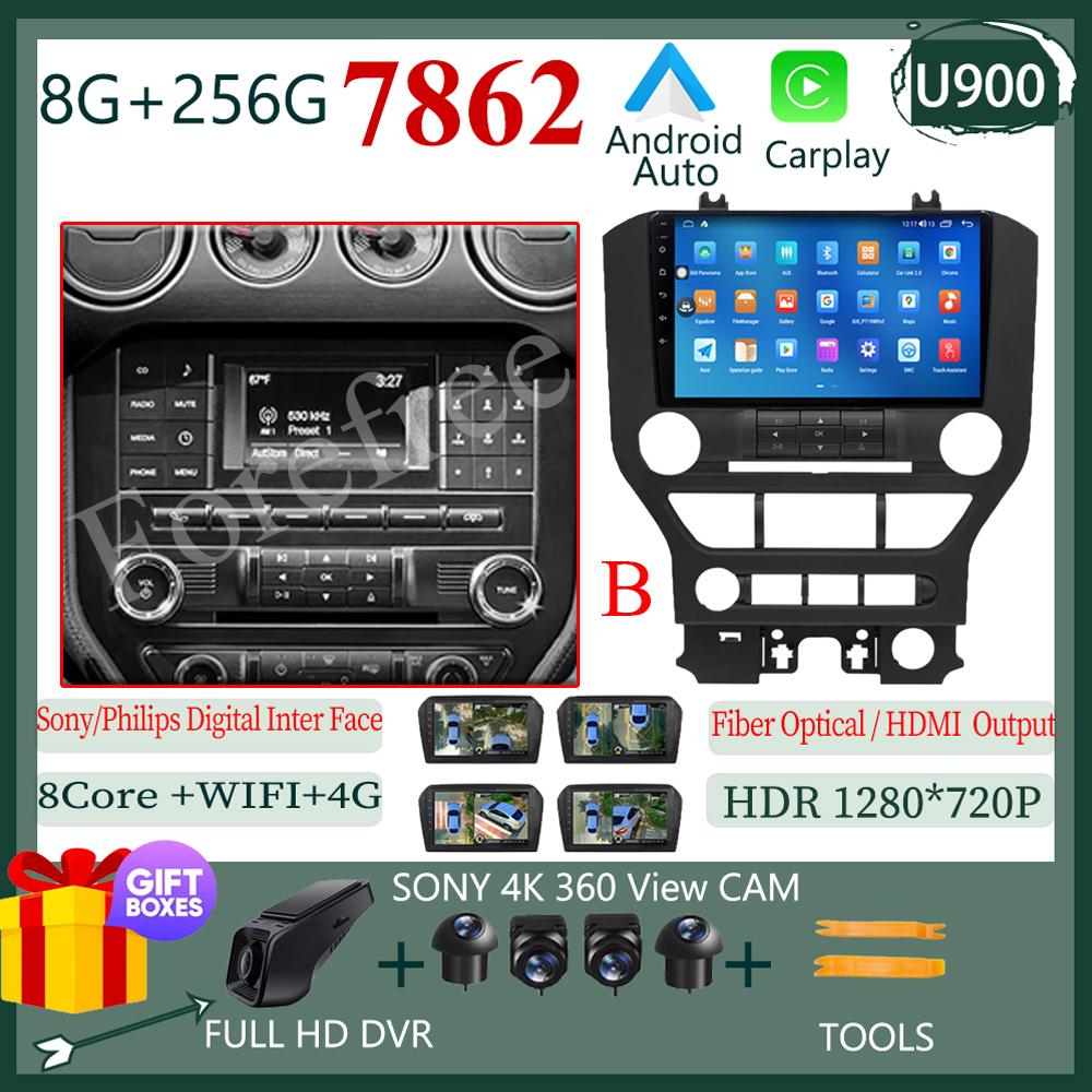 Android 14 для Ford Mustang 6 VI S550 2014 - 2025 Автомобильный Радио Мультимедиа Видео Плеер Стерео Carplay Навигация GPS WIFI QLED DVD