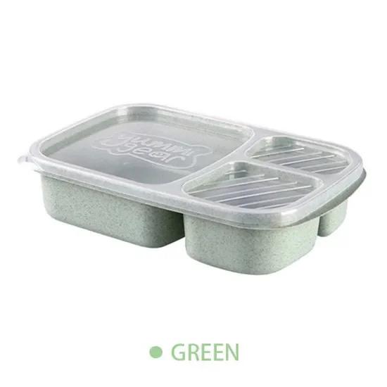 Portable Lunch Box Wheat Straw Bento Box with Compartment Picnic Bento Box Fruit Container Microwave Oven Dinnerware for Student