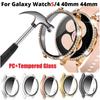 LUJING Glass+Case for Samsung Galaxy Watch 4 44mm 40mm Accessories Bling Diamond PC Bumper Shell +Screen Protector Galaxy Watch4 Cover