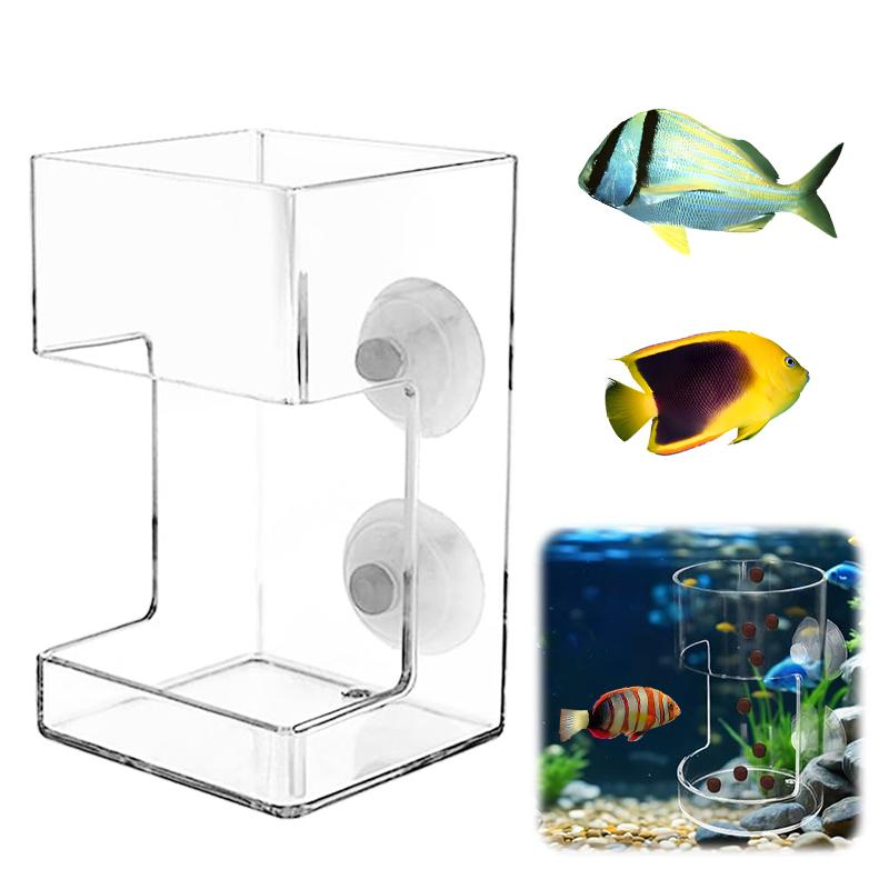 Кормушка для рыб для аквариума 2025, поднос для рыб с присоской, акриловая трубка для кормления рыб, держатель для корма для рыб