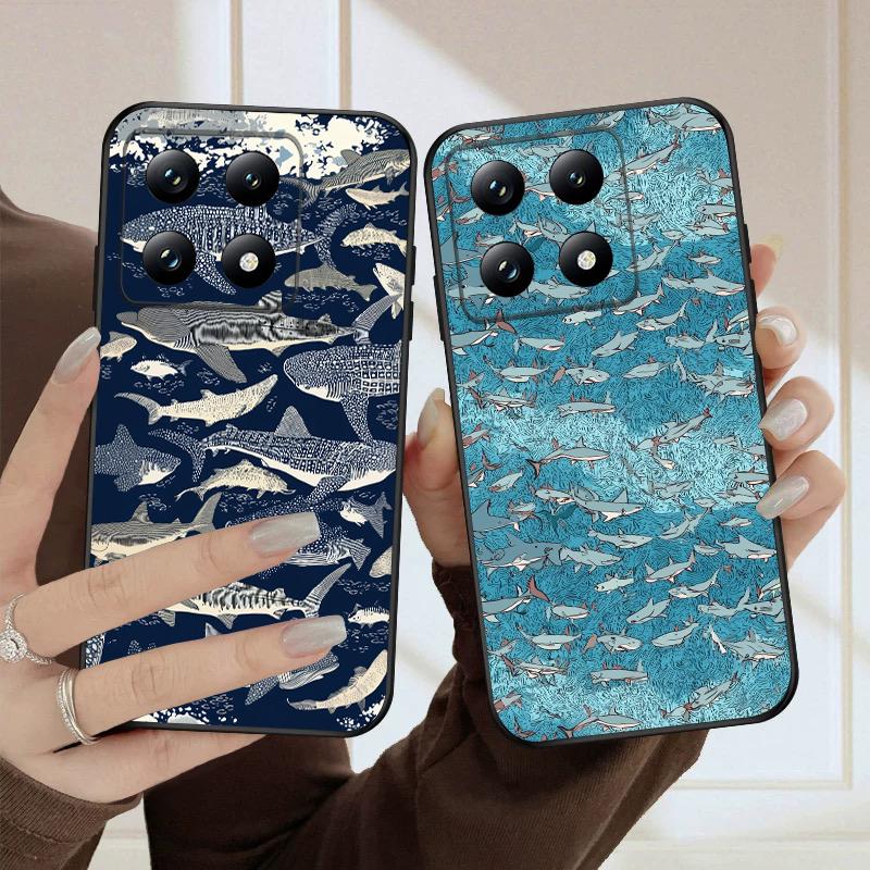 Мультяшная синяя акула для Xiaomi 11T 11 Ultra 12 12T Pro 14 15 13 Lite Mi Poco M4 5 M7 5G X4 X5 M6 C75 Pro X6 4G мягкий чехол для телефона