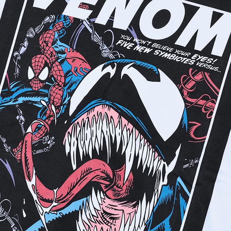 EVERSOUL Marvel Short Sleeve T-Shirt, Venom, Avengers, Captain America, Hulk, American Comic Book Merchandise, Men's, White, Size M