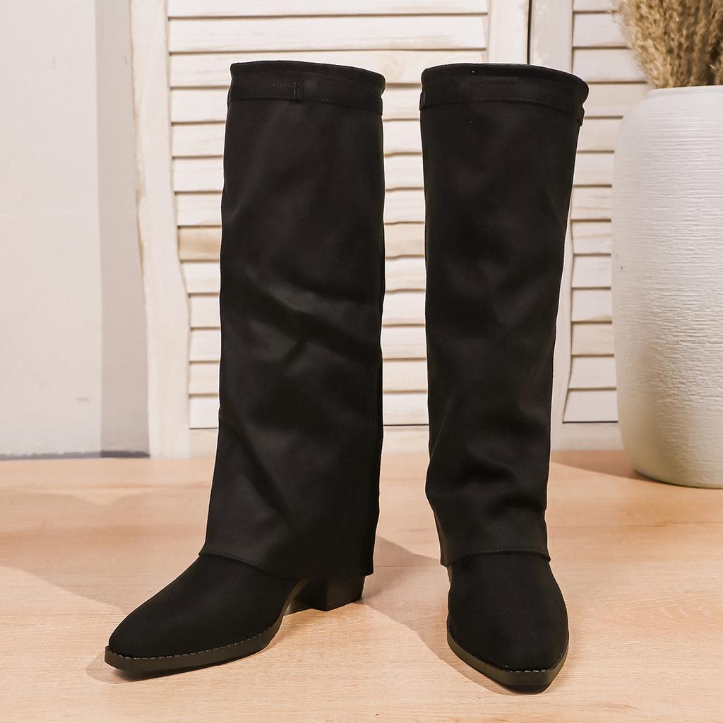 Ботильоны-чулки на толстом высоком каблуке большого размера для женщин, новые высокие сапоги для осени и зимы 2025, модные сапоги для женщин