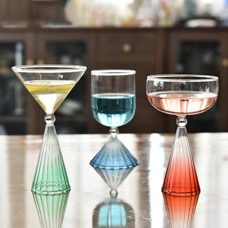 Transparent Irregular Shape Dessert Glass Goblet Gradual Colorful Ice Cream Cup