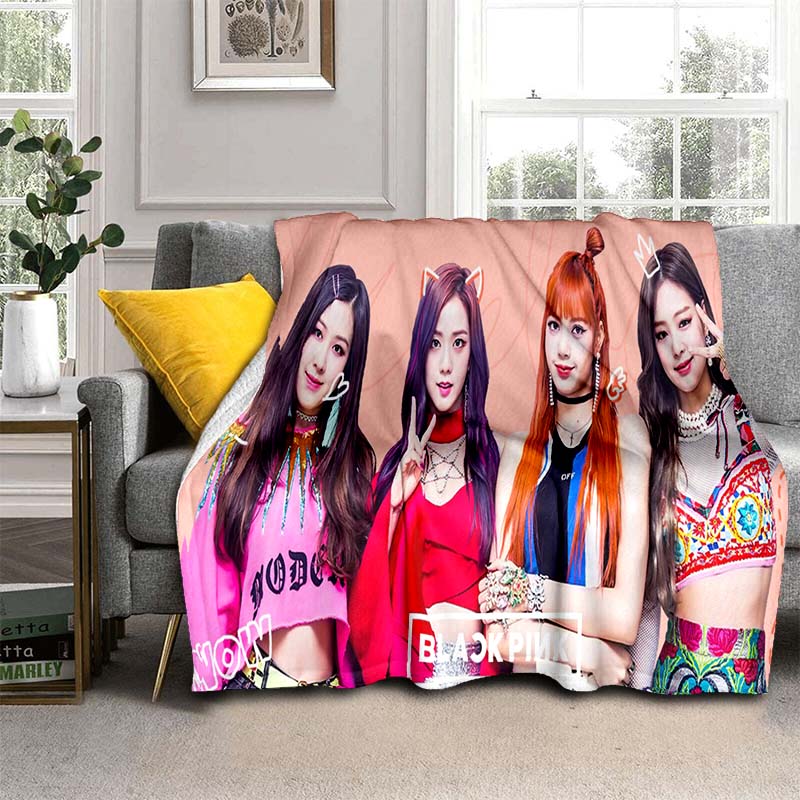 Фланелевое плюшевое современное одеяло Kpop Blackpink Fanart, коллекция фотографий, постер для весеннего фермерского дома
