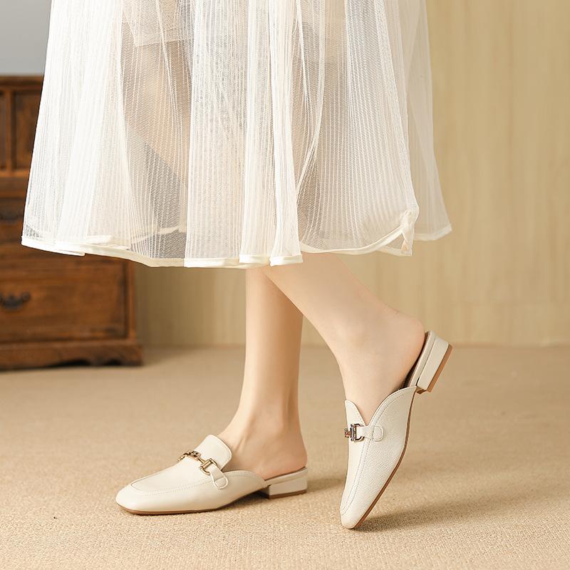 Huiliya сумка голова полушлепанцы женские летние весенние 2025 новые ленивые мюли одинарные туфли полуподнос X980-1