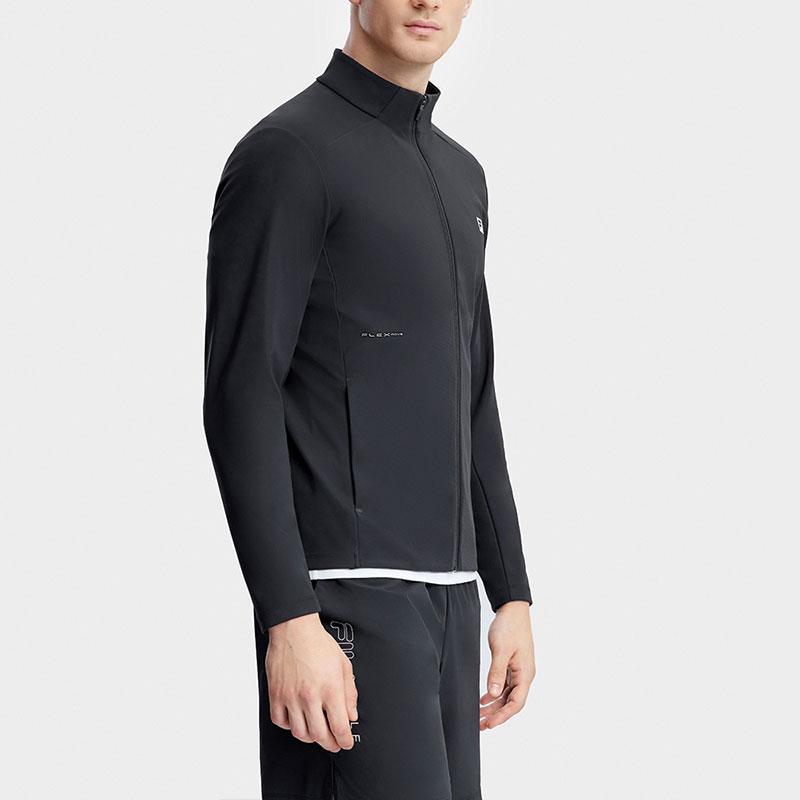 Fila Однотонная Дизайнерская Куртка с Логотипом, Стойка-воротник, Фитнес, Вязаная Куртка, Мужская Куртка, Глубокий черный A11M331502ABK