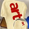 Unisexs Minimalist T Shirt Vertical Red Art Text Graphic Tee Bold Letter Print Casual Streetwear 100 Cotton Summer Top