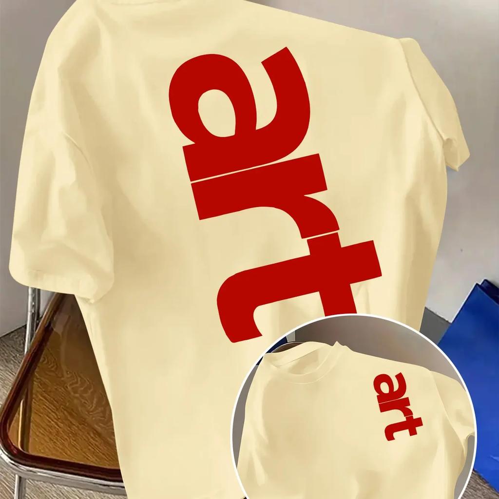 Unisexs Minimalist T Shirt Vertical Red Art Text Graphic Tee Bold Letter Print Casual Streetwear 100 Cotton Summer Top