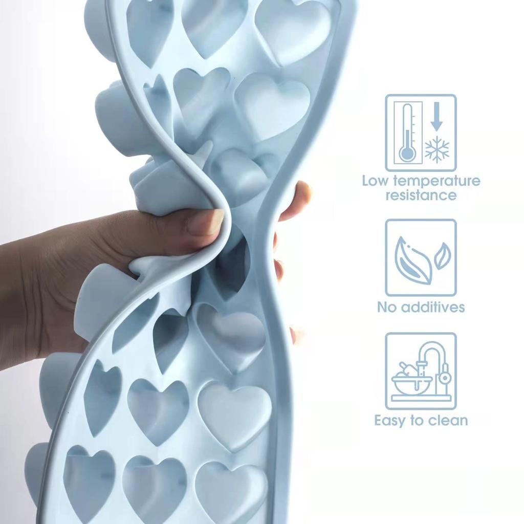 Silicone Ice Trays for Freezer, 21 PCS Ice Cube Tray with Lid, Lovely Heart Ice Cube Mold For Chilling Drinks Ice Maker Molds