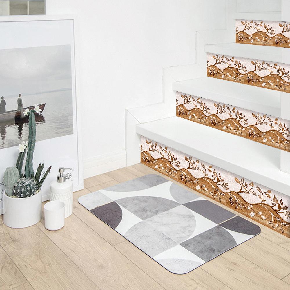 10pcs/set Branch Pattern Tiles Sticker Washbasin Bathroom Glass Waistline Glossy Surface Waterproof Peel & Stick Art Wallpaper