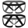 Men Crotchless Strappy Thongs O-ring Bead Decor G-string Low Rise Elastic Waistband for Honeymoon