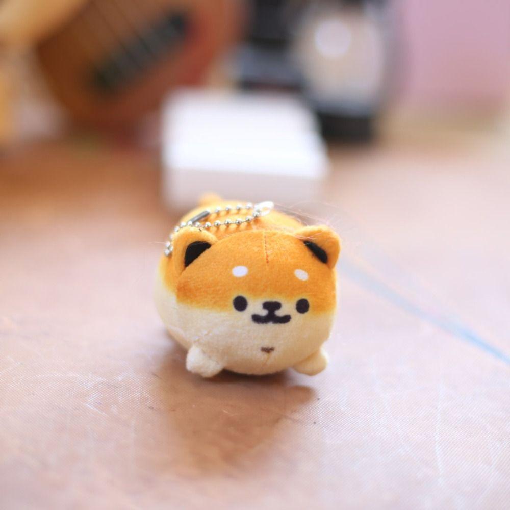 Plush Cute Bread Dog Key Chain Shiba Inu Cartoon Plush Doll Toy Kawaii Plush Animal Pendant  Men