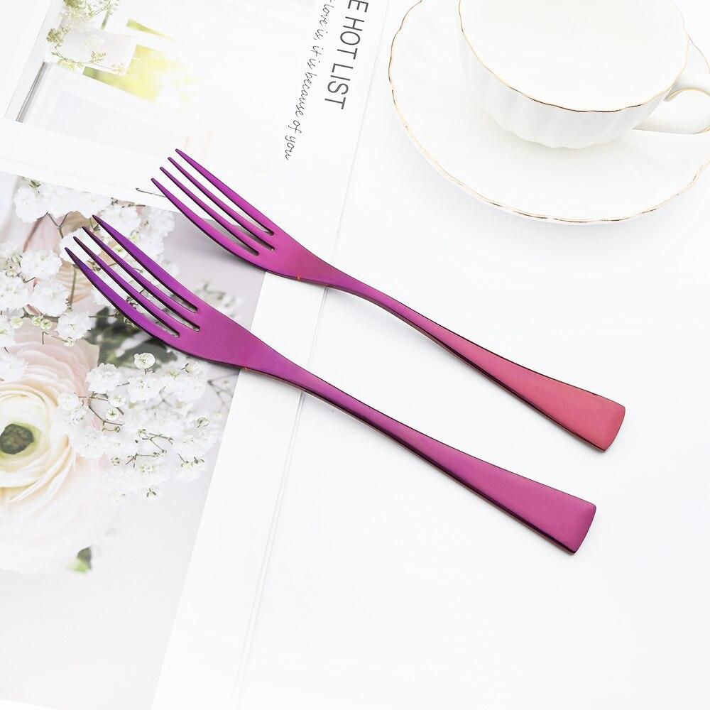 Фиолетовый столовая посуда из нержавеющей стали 304, зеркало, роскошные столовые приборы, нож, вилка, ложка, посуда, западная еда, ресторан, можно мыть в посудомоечной машине