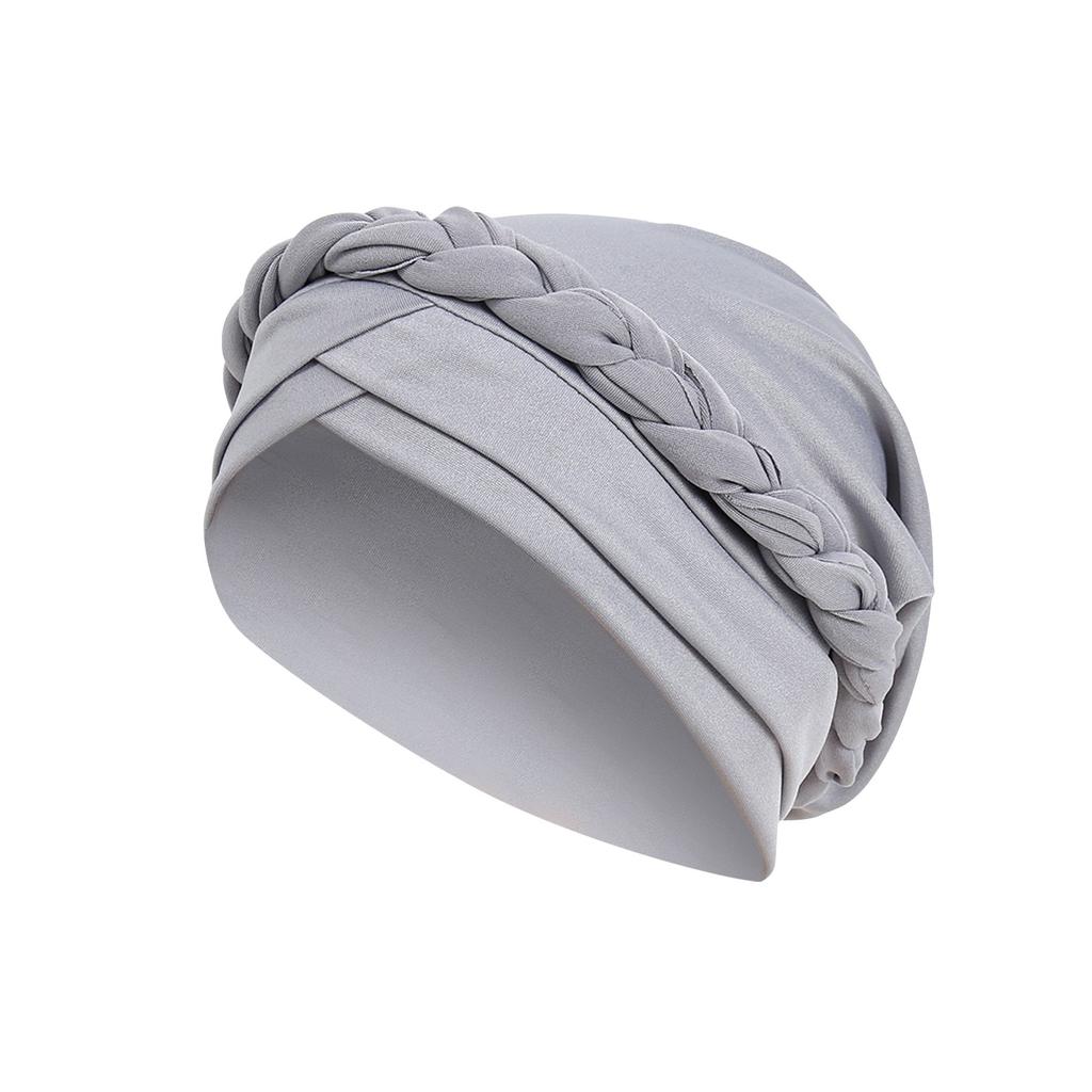 Monochrome Single Braid Headband Cap, Milk Silk Indian Headband Cap