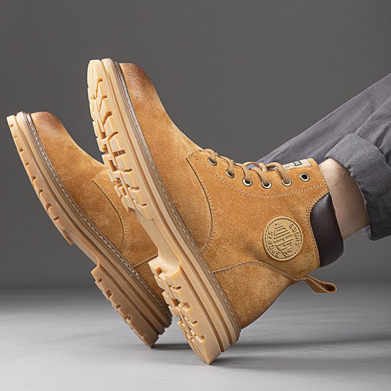 Модные мужские ботинки на платформе из британской свиной кожи, дизайнерские ботильоны до щиколотки на мягкой подошве из бархата, теплые зимние, мужская модная роскошная рабочая обувь