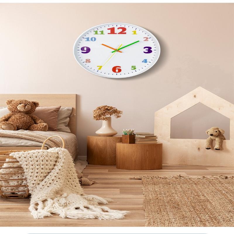 1 шт. Цветные детские часы мультяшные настенные часы настенный подвесной бытовые скандинавские простые современные кварцевые часы настенные часы